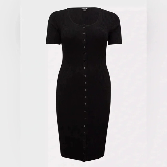 Torrid Midi Rib Knit Snap Front Dress size 2 - Picture 3 of 5